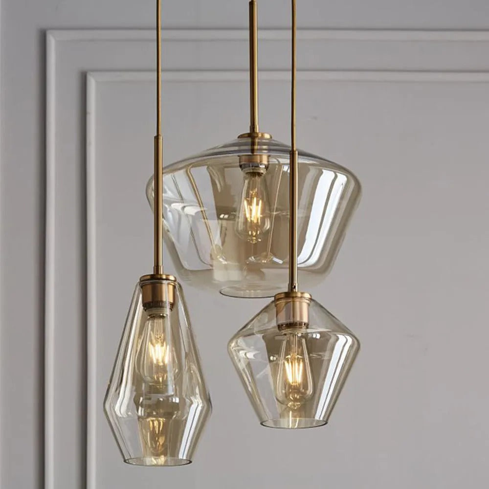 Faceted Diamond Glass Ceiling Pendant - Arrielight
