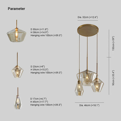 Faceted Diamond Glass Ceiling Pendant - Arrielight