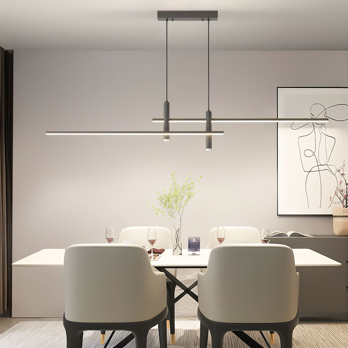 Crossed Linear Bar LED Ceiling Pendant - Arrielight