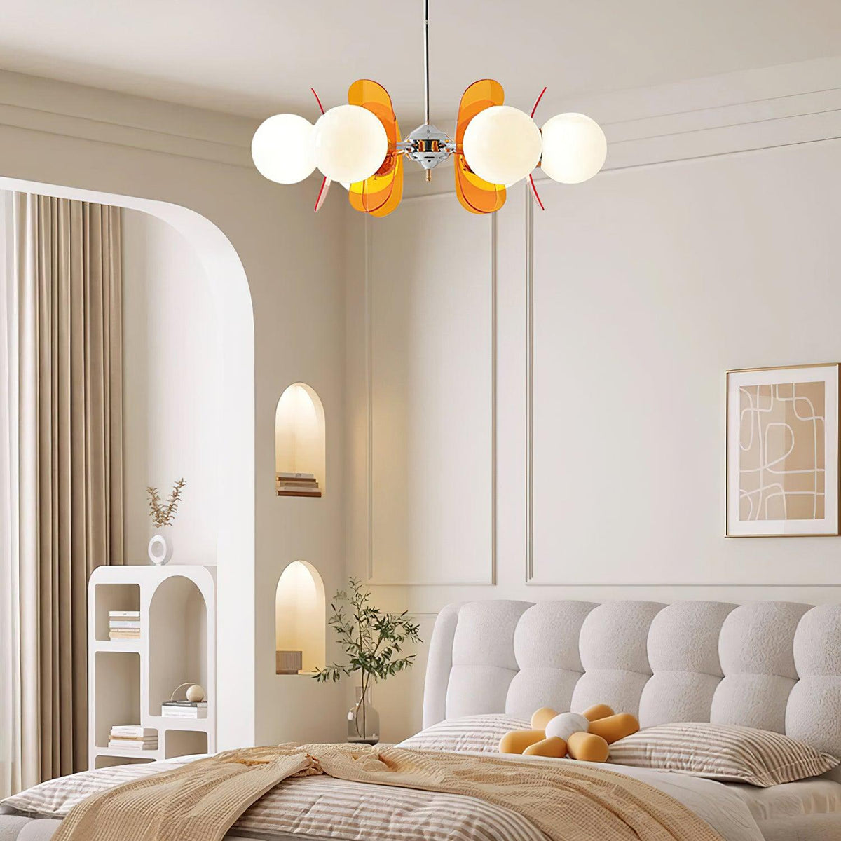 Petal Acrylic and Opal Glass Globe Chandelier - Arrielight