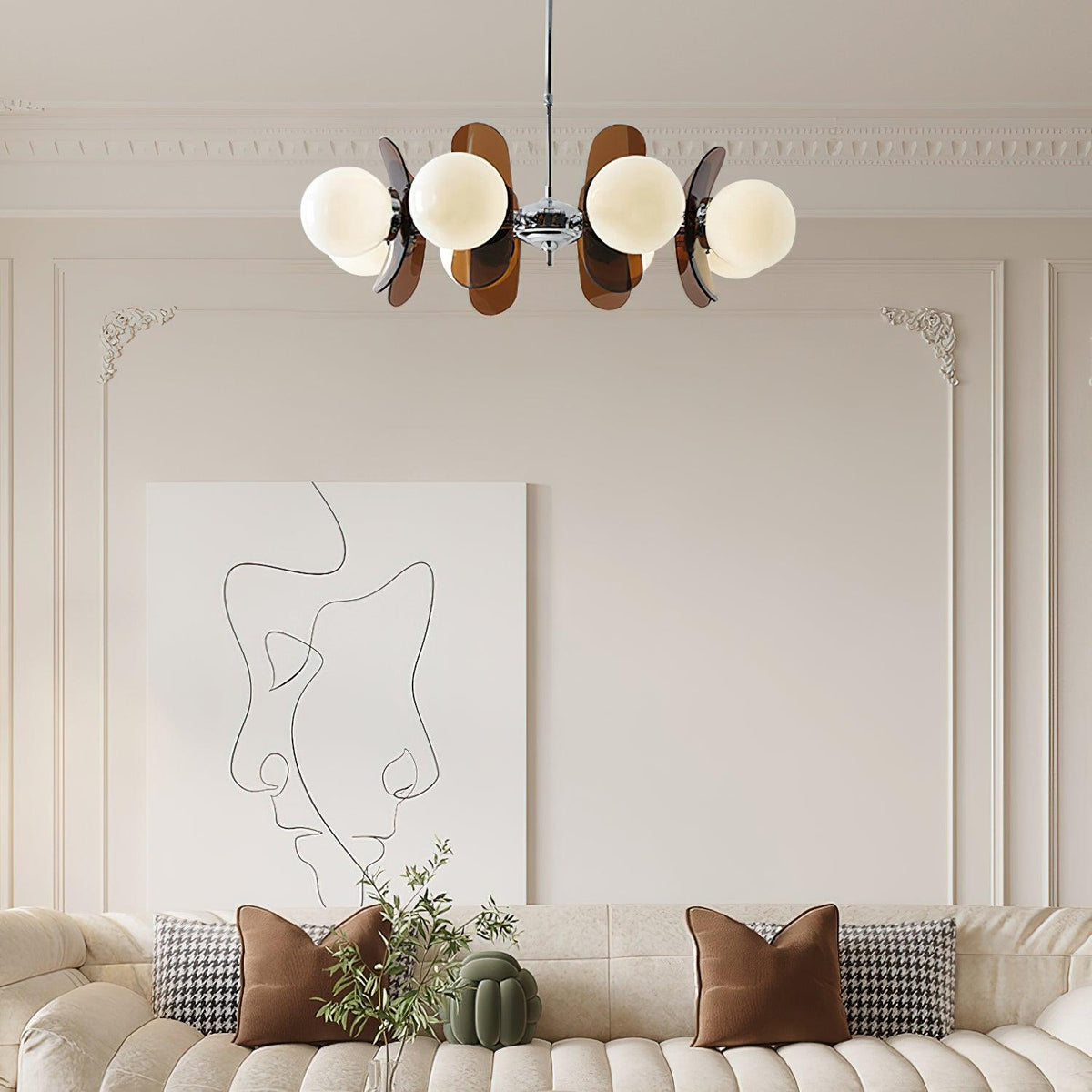 Petal Acrylic and Opal Glass Globe Chandelier - Arrielight