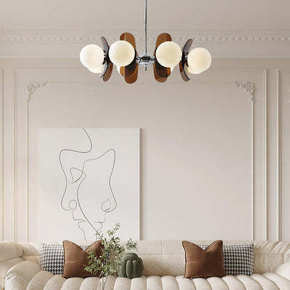 Petal Acrylic and Opal Glass Globe Chandelier - Arrielight
