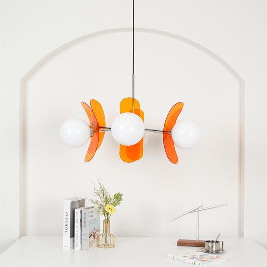 Petal Acrylic and Opal Glass Globe Chandelier - Arrielight
