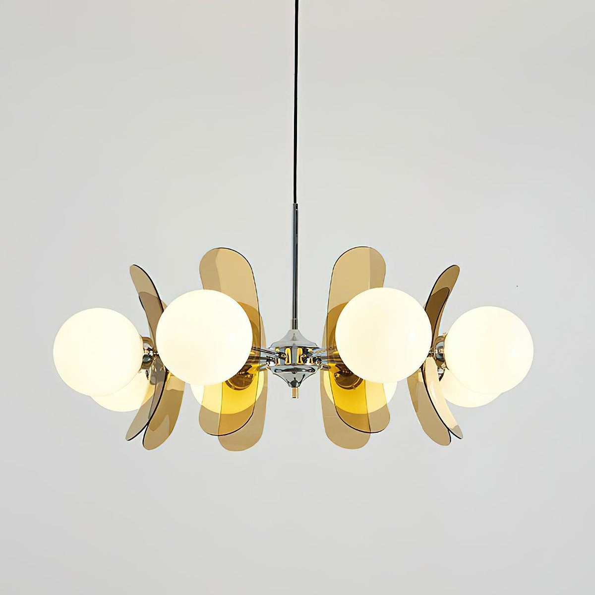 Petal Acrylic and Opal Glass Globe Chandelier - Arrielight