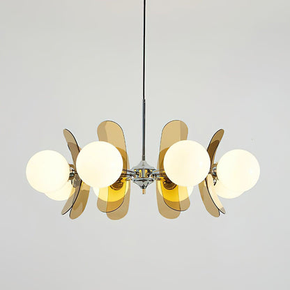 Petal Acrylic and Opal Glass Globe Chandelier - Arrielight