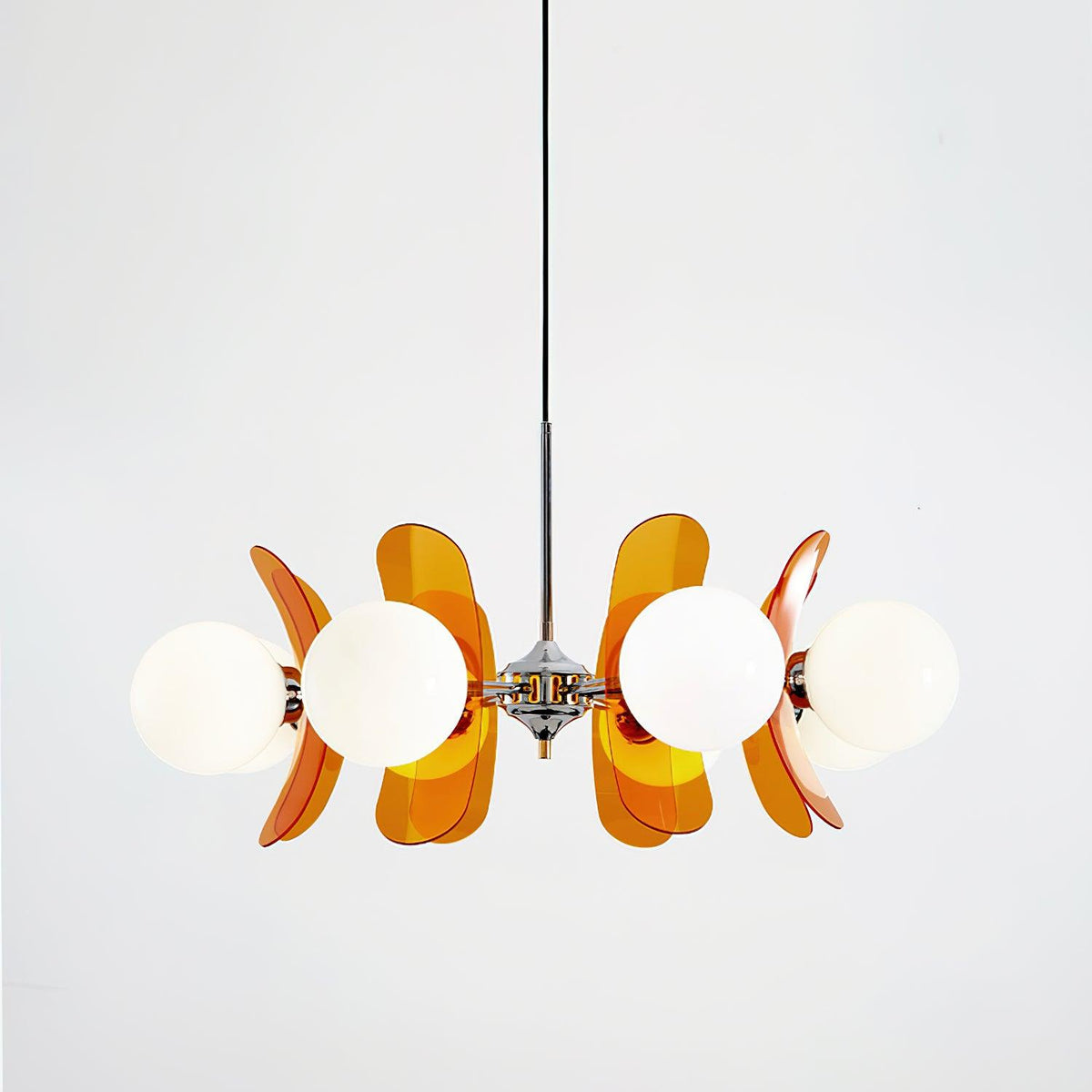 Petal Acrylic and Opal Glass Globe Chandelier - Arrielight