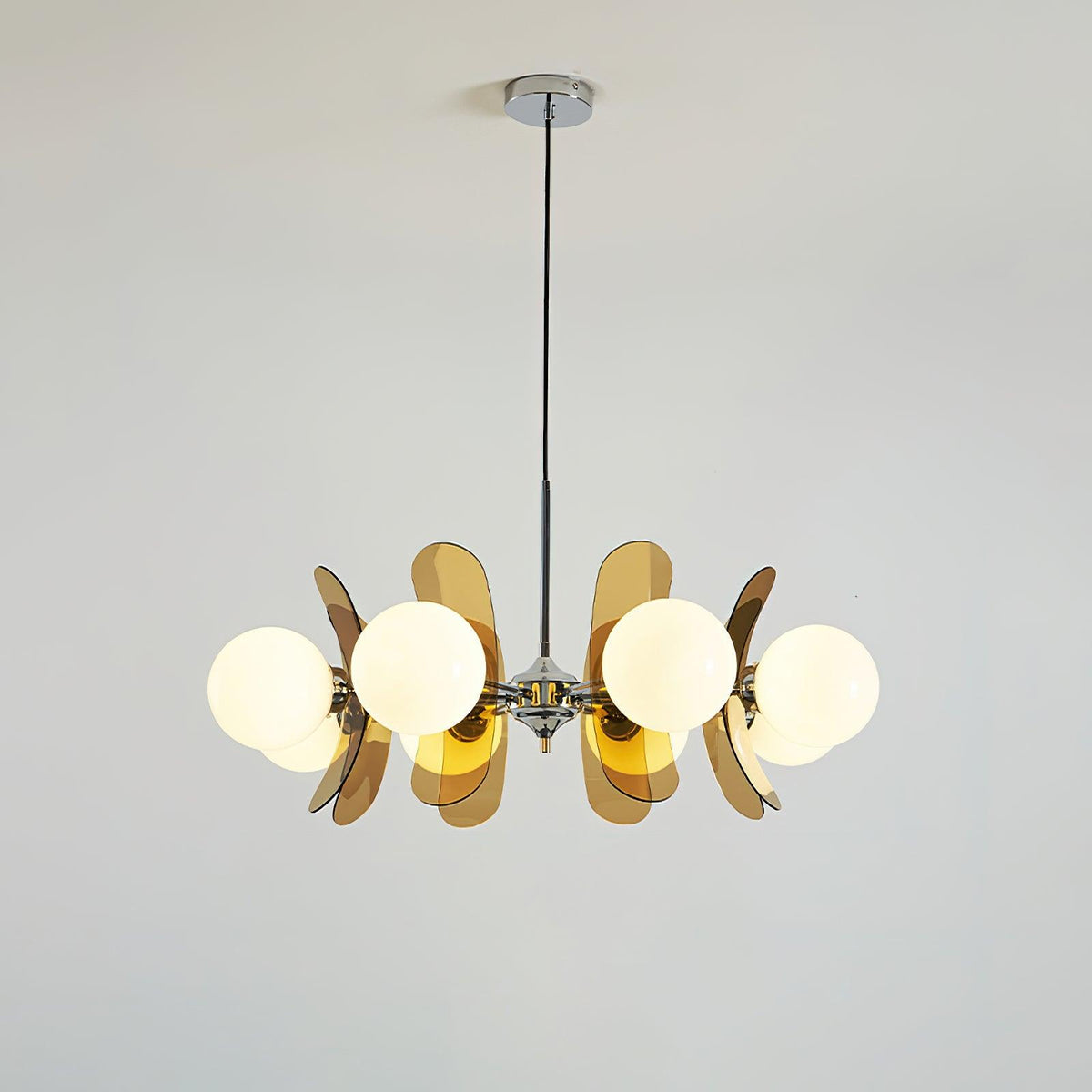 Petal Acrylic and Opal Glass Globe Chandelier - Arrielight