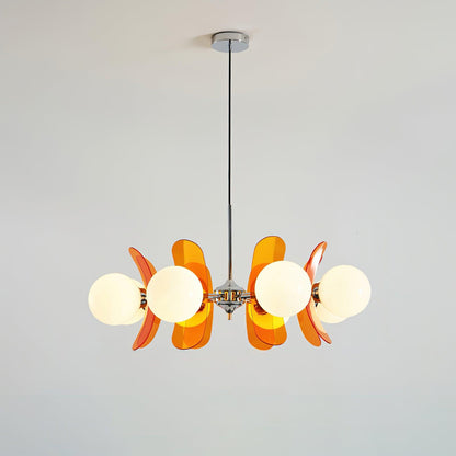 Petal Acrylic and Opal Glass Globe Chandelier - Arrielight