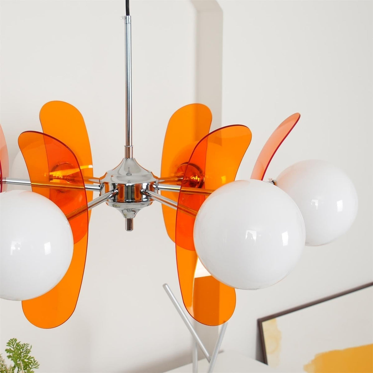 Petal Acrylic and Opal Glass Globe Chandelier - Arrielight