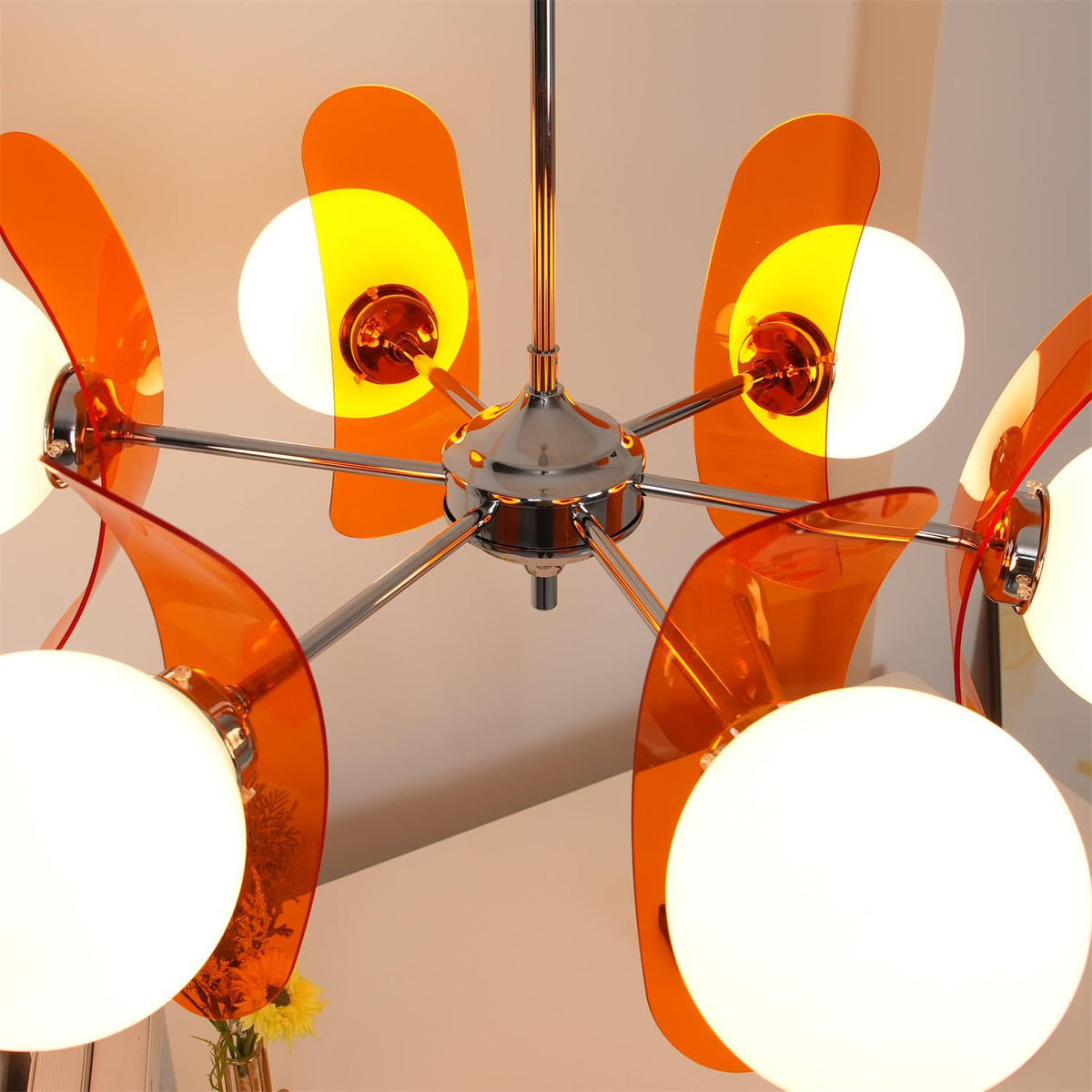Petal Acrylic and Opal Glass Globe Chandelier - Arrielight