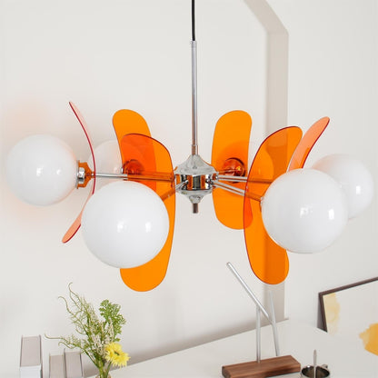 Petal Acrylic and Opal Glass Globe Chandelier - Arrielight