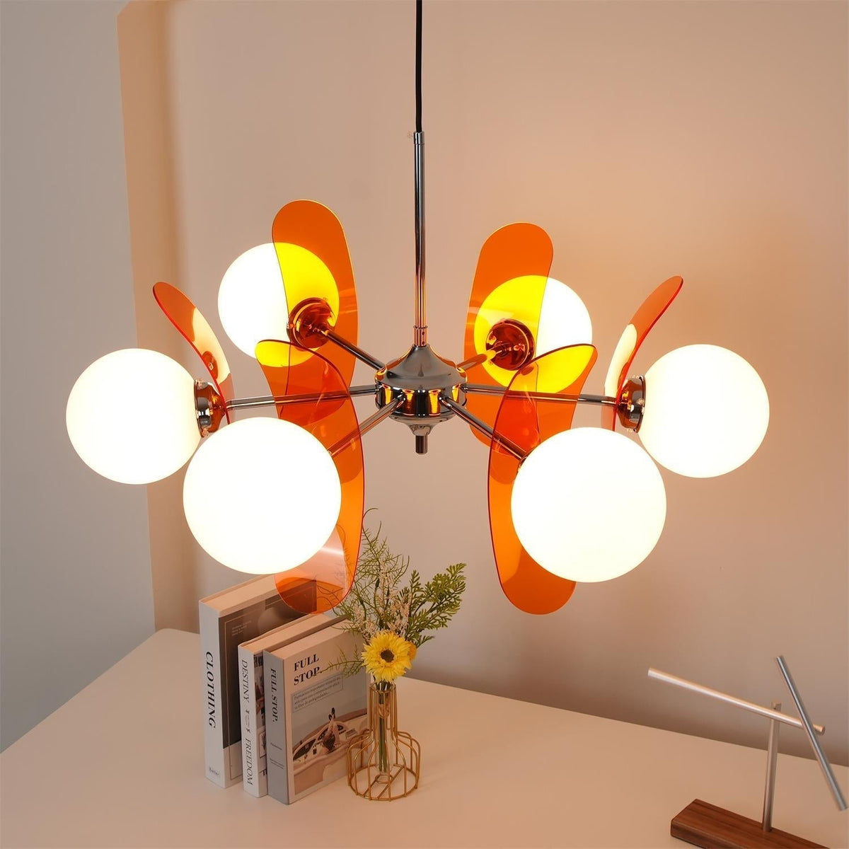 Petal Acrylic and Opal Glass Globe Chandelier - Arrielight
