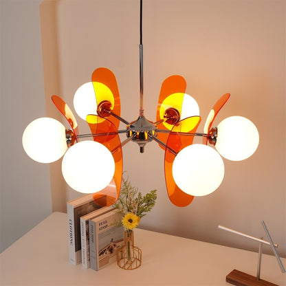 Petal Acrylic and Opal Glass Globe Chandelier - Arrielight