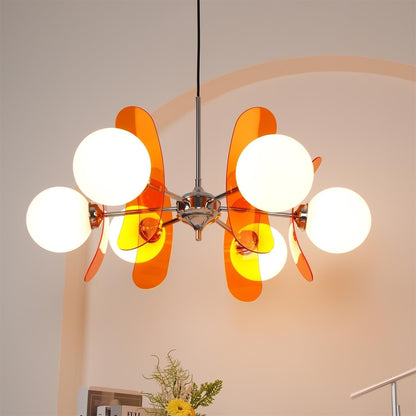 Petal Acrylic and Opal Glass Globe Chandelier - Arrielight
