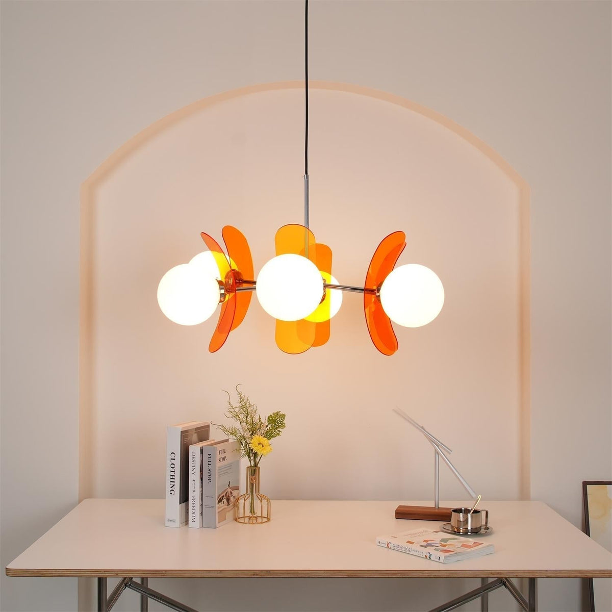 Petal Acrylic and Opal Glass Globe Chandelier - Arrielight