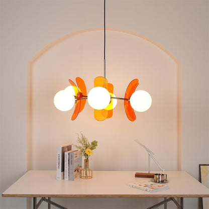 Petal Acrylic and Opal Glass Globe Chandelier - Arrielight