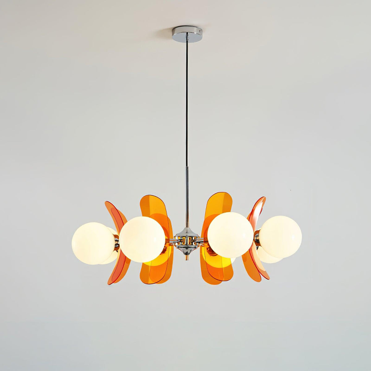 Petal Acrylic and Opal Glass Globe Chandelier - Arrielight