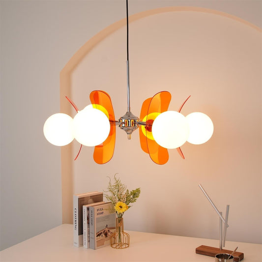 Petal Acrylic and Opal Glass Globe Chandelier - Arrielight