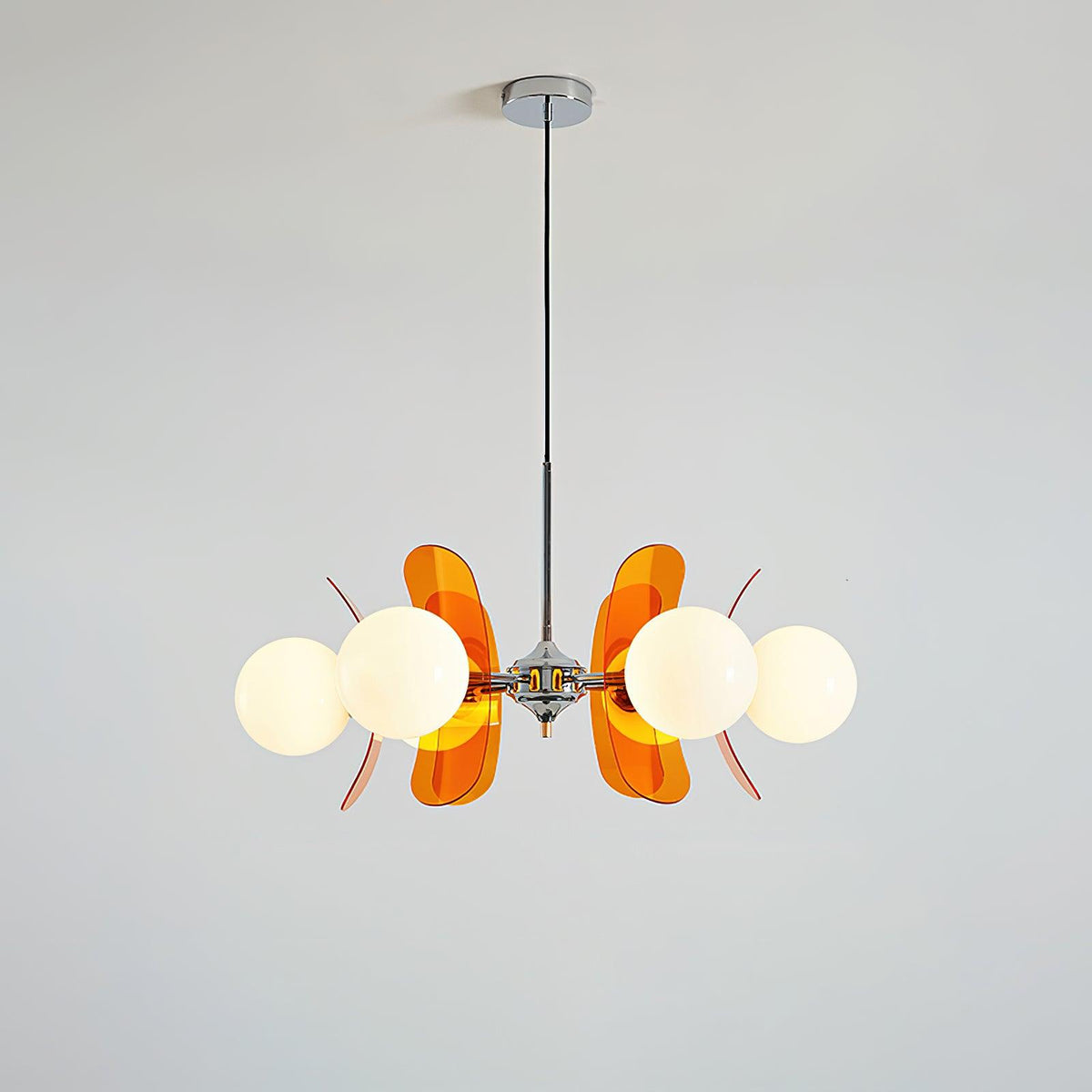 Petal Acrylic and Opal Glass Globe Chandelier - Arrielight