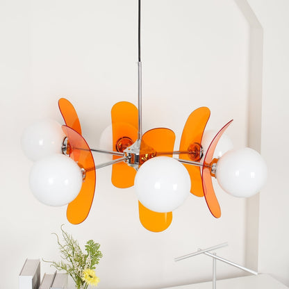 Petal Acrylic and Opal Glass Globe Chandelier - Arrielight