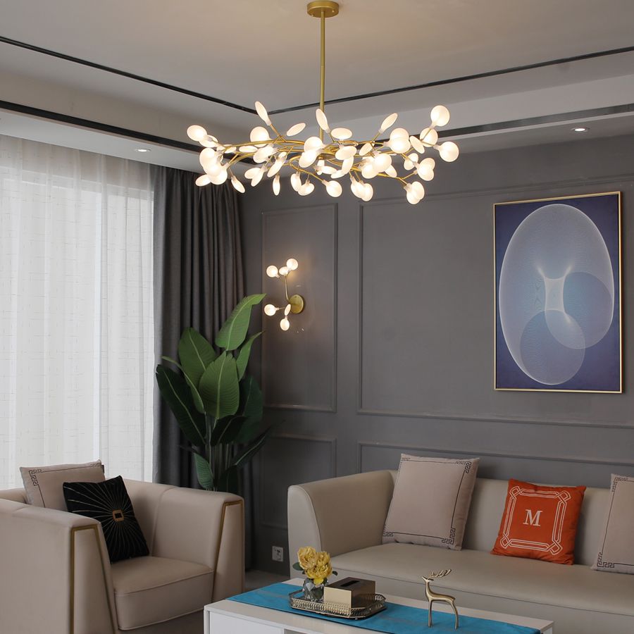 Branching Frosted Glass Chandelier, Multi-Light Ceiling Light - Arrielight