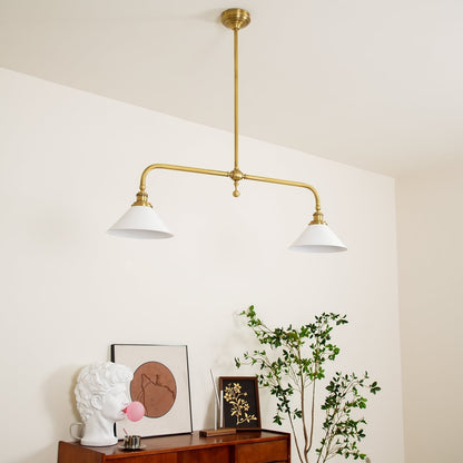 Twin Cone Shade Retro Linear Ceiling Pendant - Arrielight
