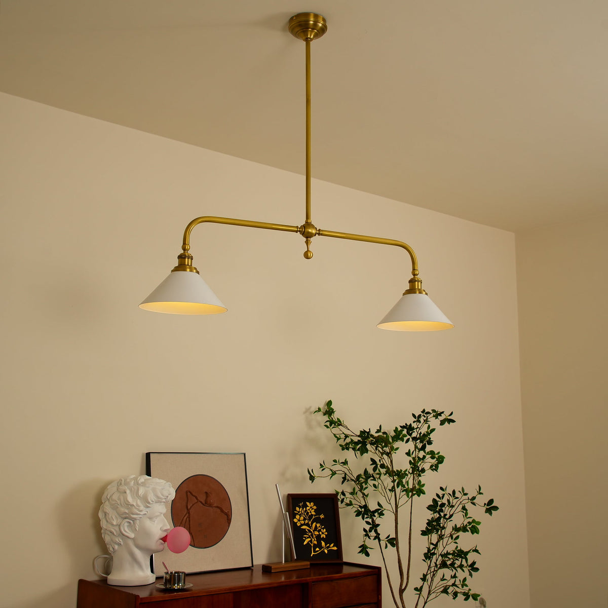 Twin Cone Shade Retro Linear Ceiling Pendant - Arrielight