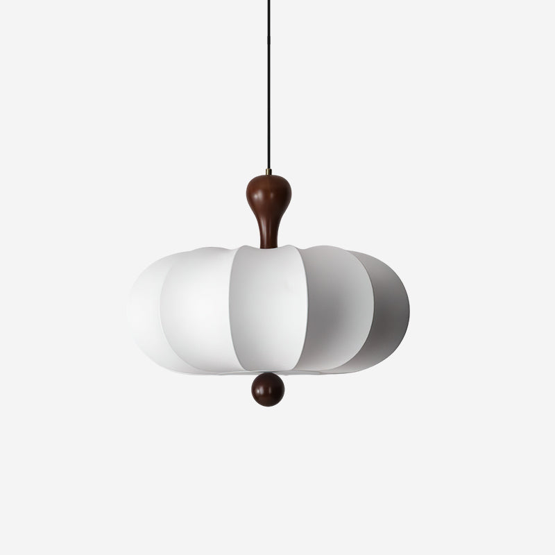 Segmented Silk Ceiling Pendant with Wood Stem - Arrielight