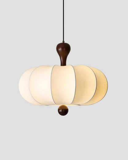 Segmented Silk Ceiling Pendant with Wood Stem - Arrielight