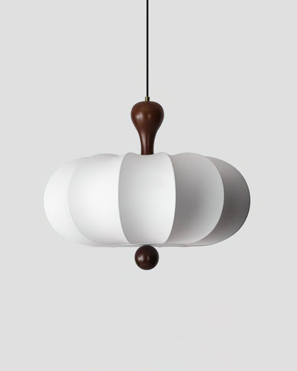Segmented Silk Ceiling Pendant with Wood Stem - Arrielight