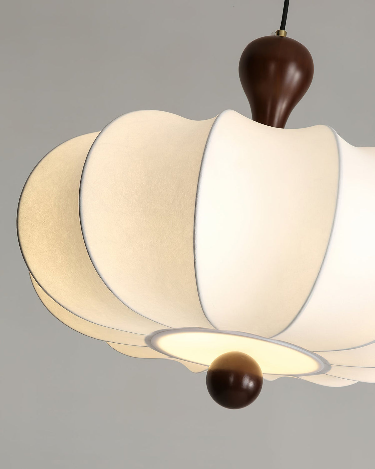Segmented Silk Ceiling Pendant with Wood Stem - Arrielight
