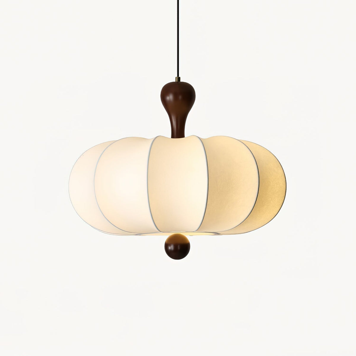 Segmented Silk Ceiling Pendant with Wood Stem - Arrielight