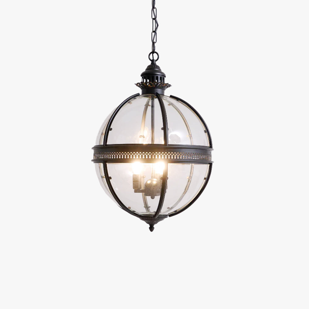 Vintage Glass Globe Lantern Ceiling Pendant, 3 Light - Arrielight