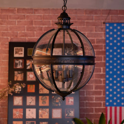 Vintage Glass Globe Lantern Ceiling Pendant, 3 Light - Arrielight