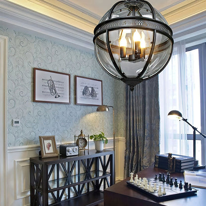 Vintage Glass Globe Lantern Ceiling Pendant, 3 Light - Arrielight