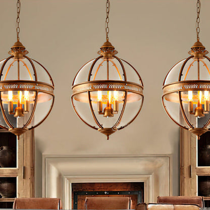 Vintage Glass Globe Lantern Ceiling Pendant, 3 Light - Arrielight