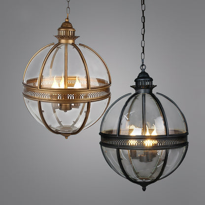 Vintage Glass Globe Lantern Ceiling Pendant, 3 Light - Arrielight