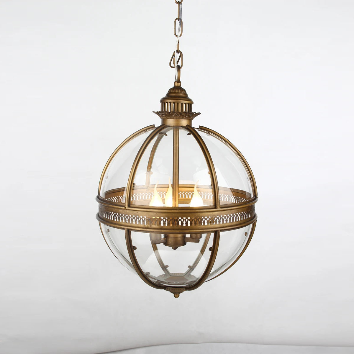 Vintage Glass Globe Lantern Ceiling Pendant, 3 Light - Arrielight