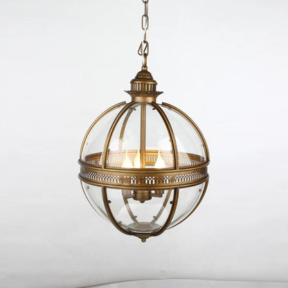 Vintage Glass Globe Lantern Ceiling Pendant, 3 Light - Arrielight