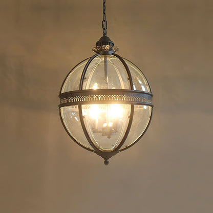 Vintage Glass Globe Lantern Ceiling Pendant, 3 Light - Arrielight