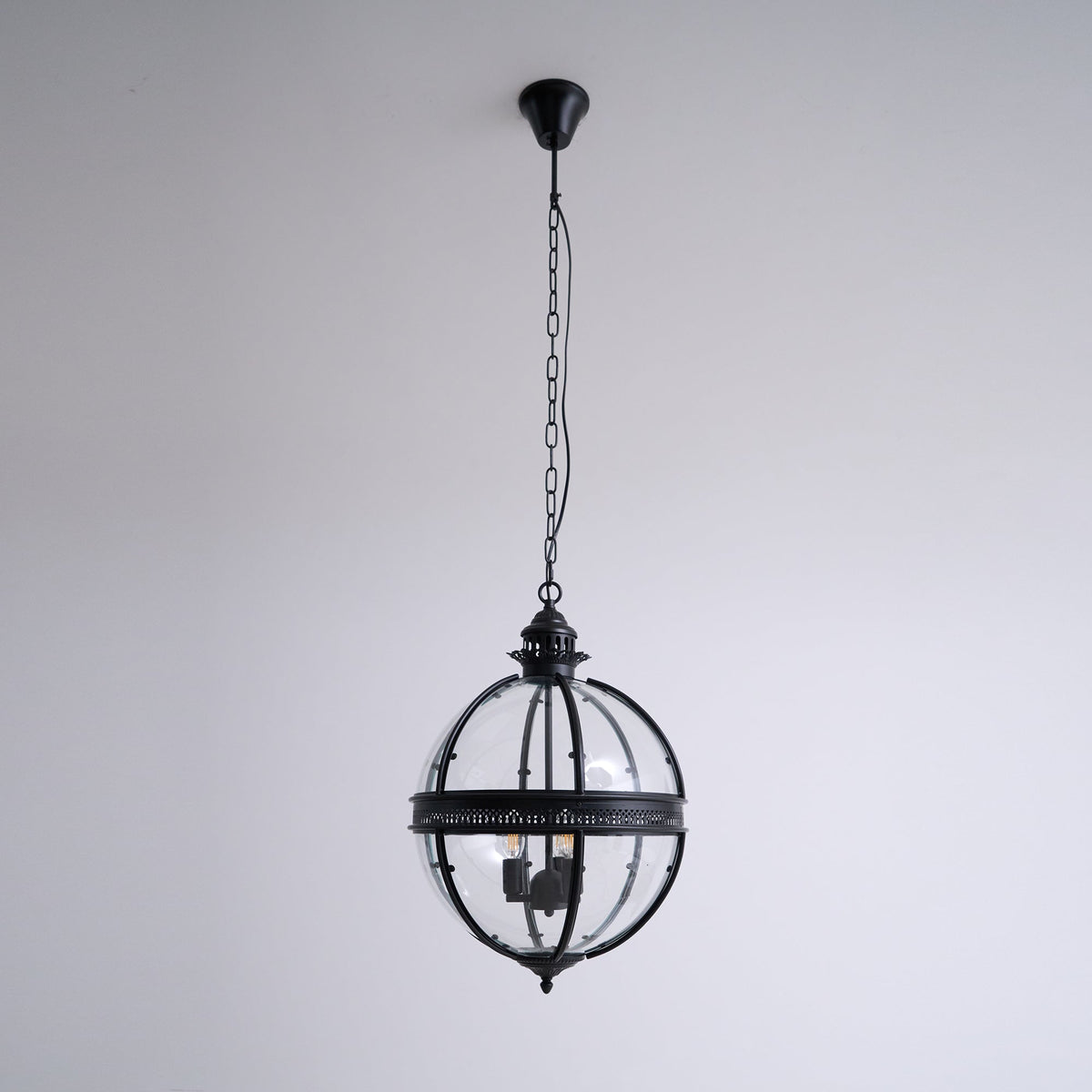 Vintage Glass Globe Lantern Ceiling Pendant, 3 Light - Arrielight