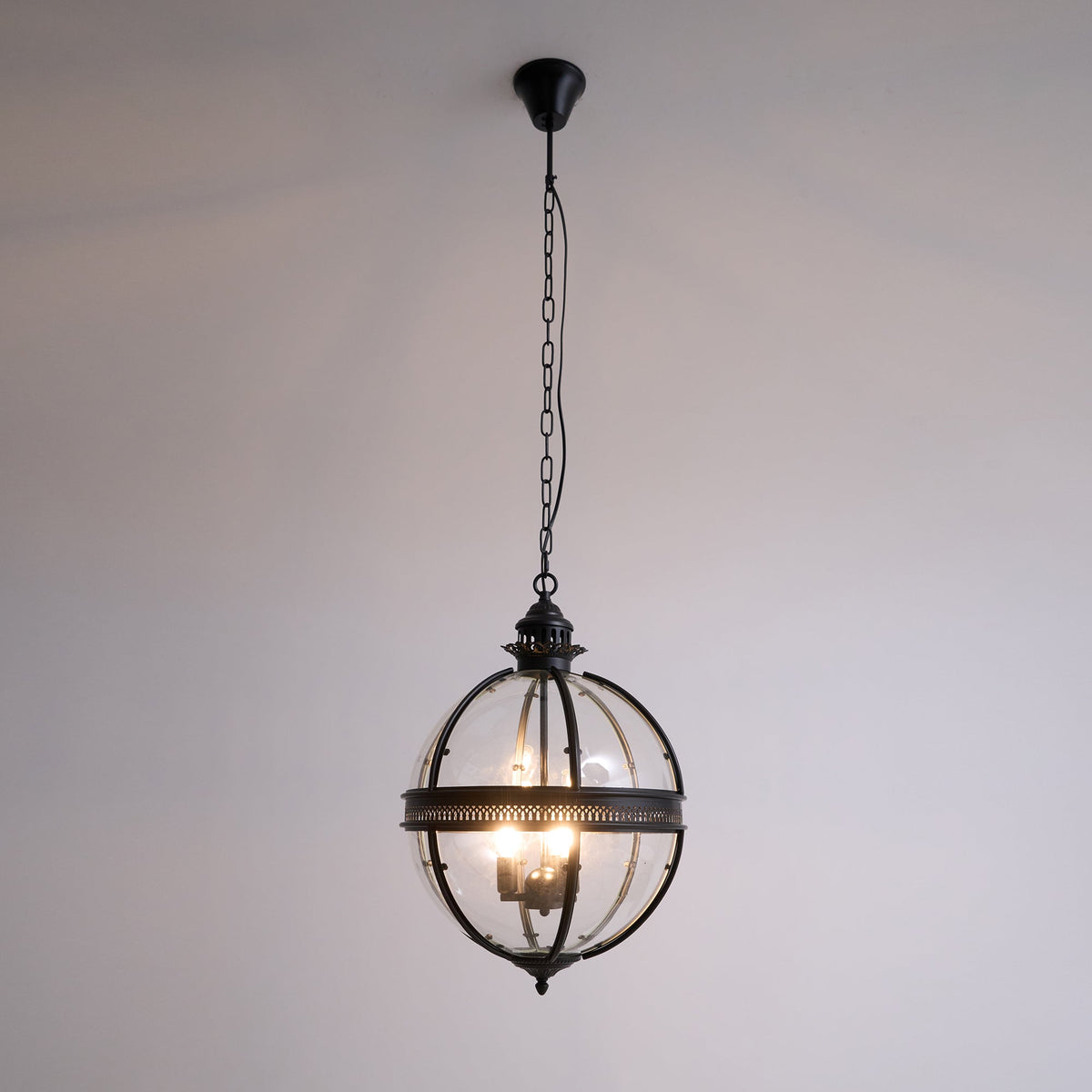 Vintage Glass Globe Lantern Ceiling Pendant, 3 Light - Arrielight