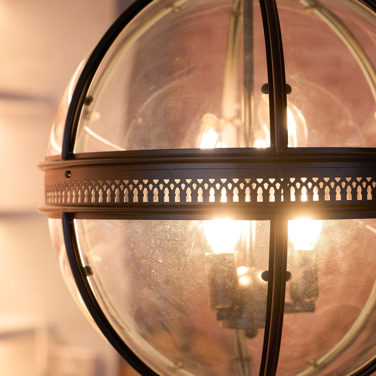 Vintage Glass Globe Lantern Ceiling Pendant, 3 Light - Arrielight