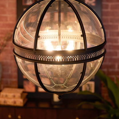 Vintage Glass Globe Lantern Ceiling Pendant, 3 Light - Arrielight