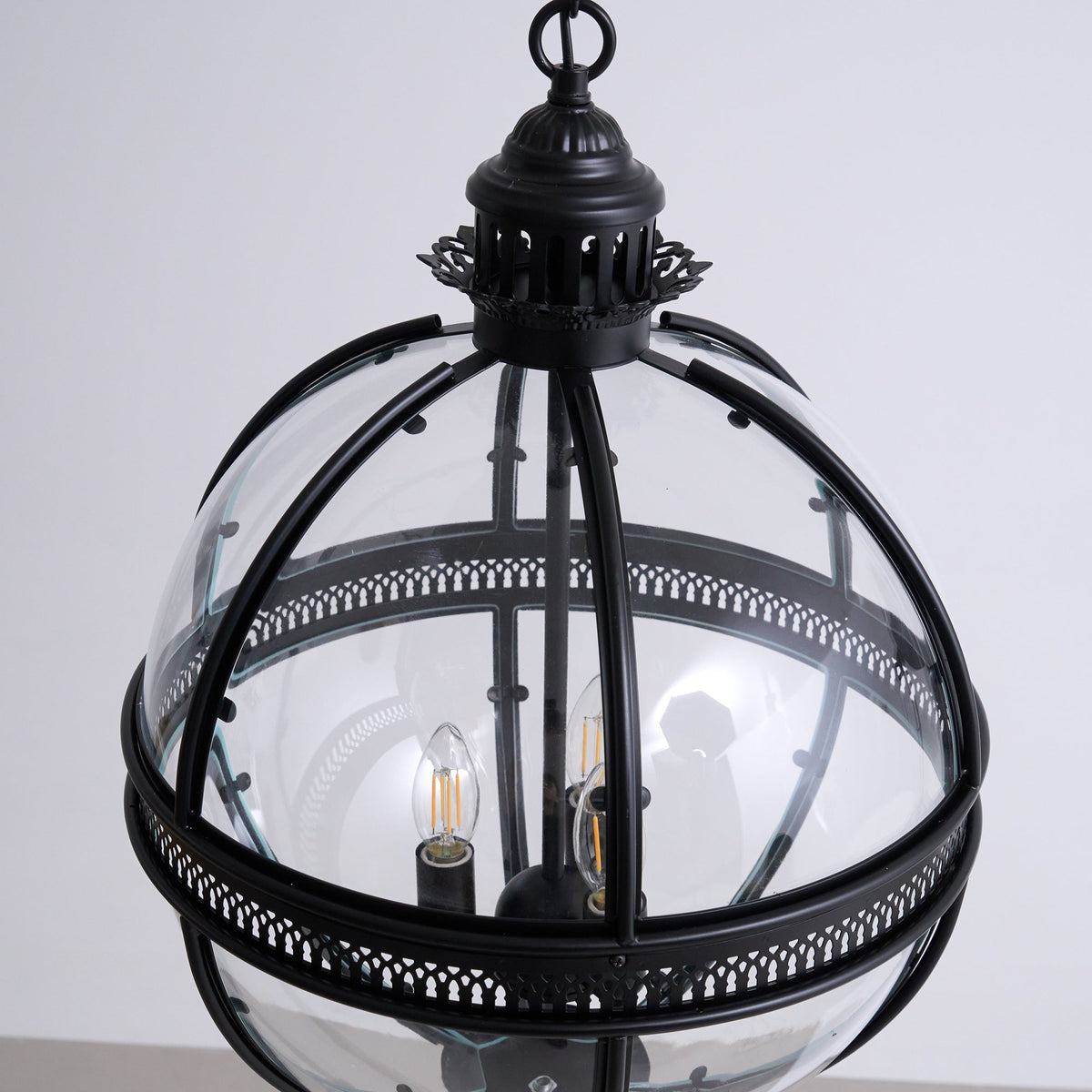 Vintage Glass Globe Lantern Ceiling Pendant, 3 Light - Arrielight