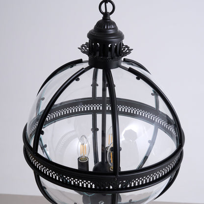 Vintage Glass Globe Lantern Ceiling Pendant, 3 Light - Arrielight