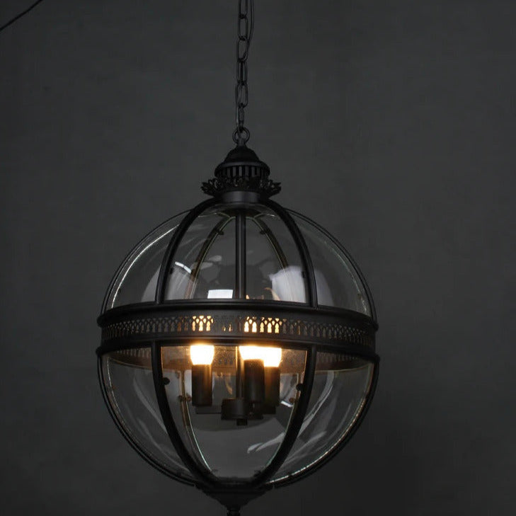 Vintage Glass Globe Lantern Ceiling Pendant, 3 Light - Arrielight