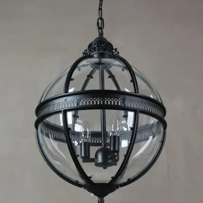 Vintage Glass Globe Lantern Ceiling Pendant, 3 Light - Arrielight