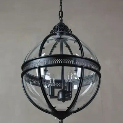 Vintage Glass Globe Lantern Ceiling Pendant, 3 Light - Arrielight
