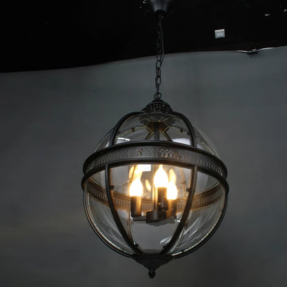 Vintage Glass Globe Lantern Ceiling Pendant, 3 Light - Arrielight